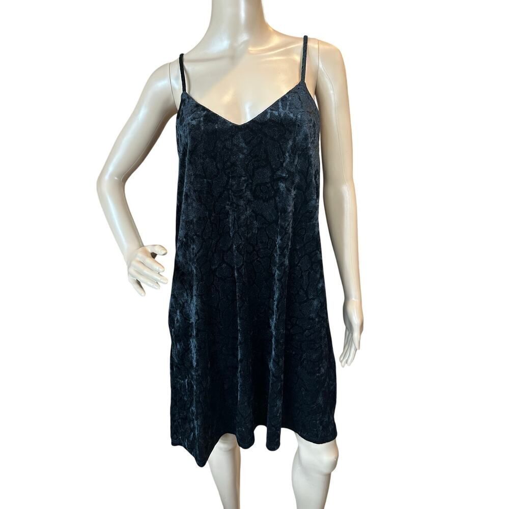 VTG Y2K Whimsigoth Velvet Burnout Dress Womens L Black Fairy Vamp Midi Goth Glam